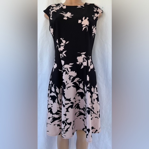 Cascading Floral Fit-and-Flare Dress, Universally Flattering, Back Zip - Picture 7 of 9